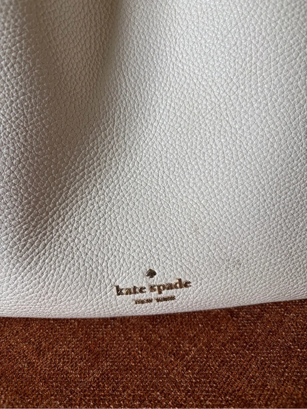 kate spade Cream and Tan Pebbled Leather Shoulder Bag